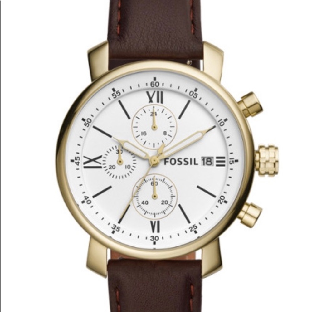 Fossil Men’s Rhett chrono. brown leather watch
